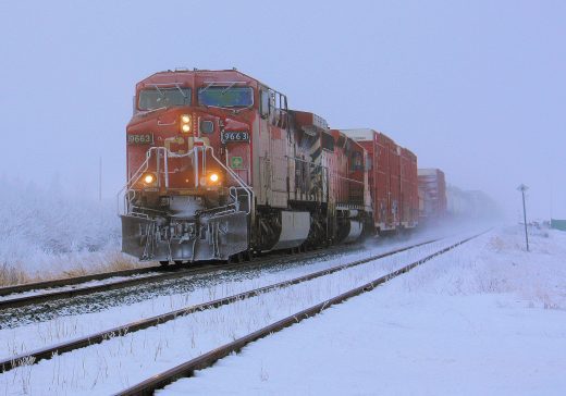 Canada train in winter, dan loran on unsplash